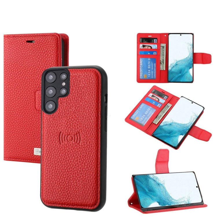 For Samsung Galaxy S22+ 5G Litchi Texture Magnetic Detachable Wallet Leather Phone Case