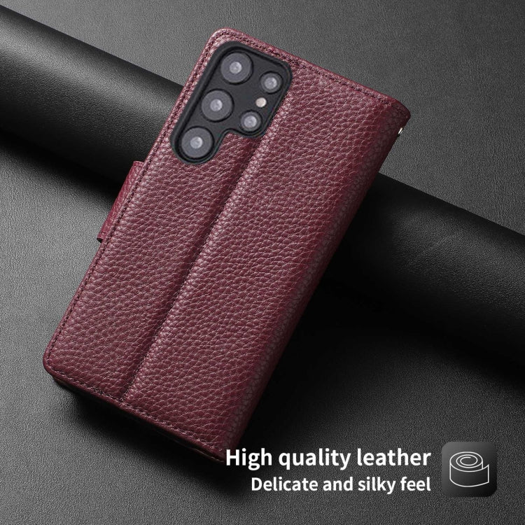 For Samsung Galaxy S22+ 5G Litchi Texture Magnetic Detachable Wallet Leather Phone Case