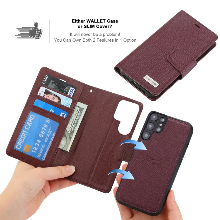 For Samsung Galaxy S22+ 5G Litchi Texture Magnetic Detachable Wallet Leather Phone Case