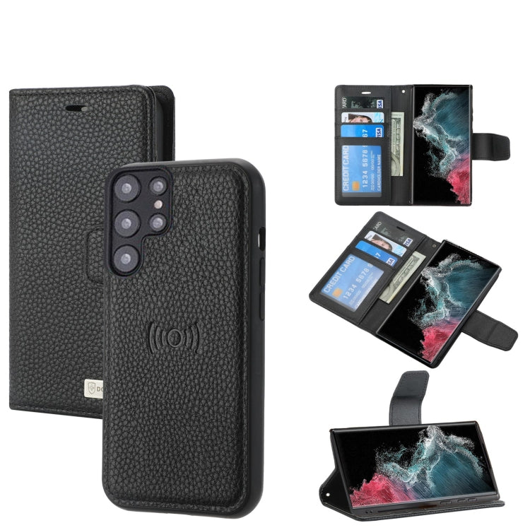 For Samsung Galaxy S22 Ultra 5G Litchi Texture Magnetic Detachable Wallet Leather Phone Case