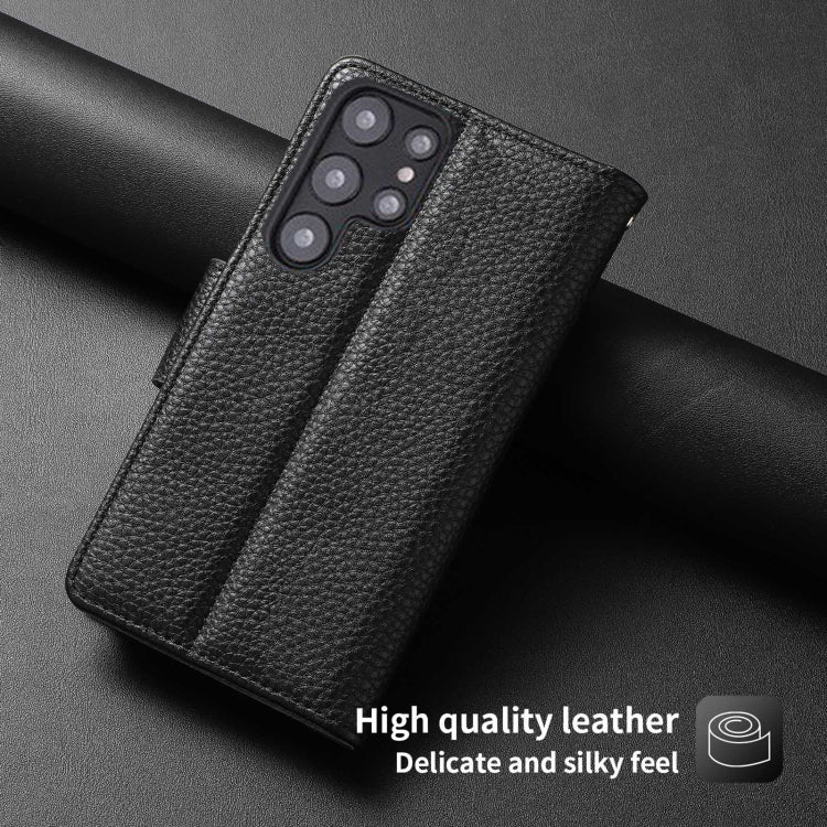 For Samsung Galaxy S22 Ultra 5G Litchi Texture Magnetic Detachable Wallet Leather Phone Case