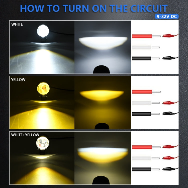 3 inch mini Fisheye Yellow and White Two-color Spotlight