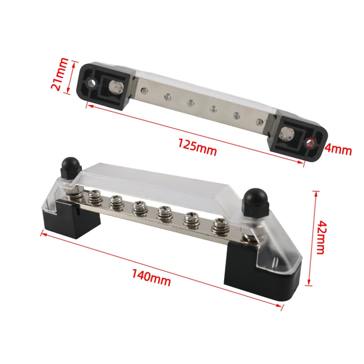 A7470-02 6 Way Power Distribution Block 4 x M6 Terminal Studs with 2 Fixing Screws