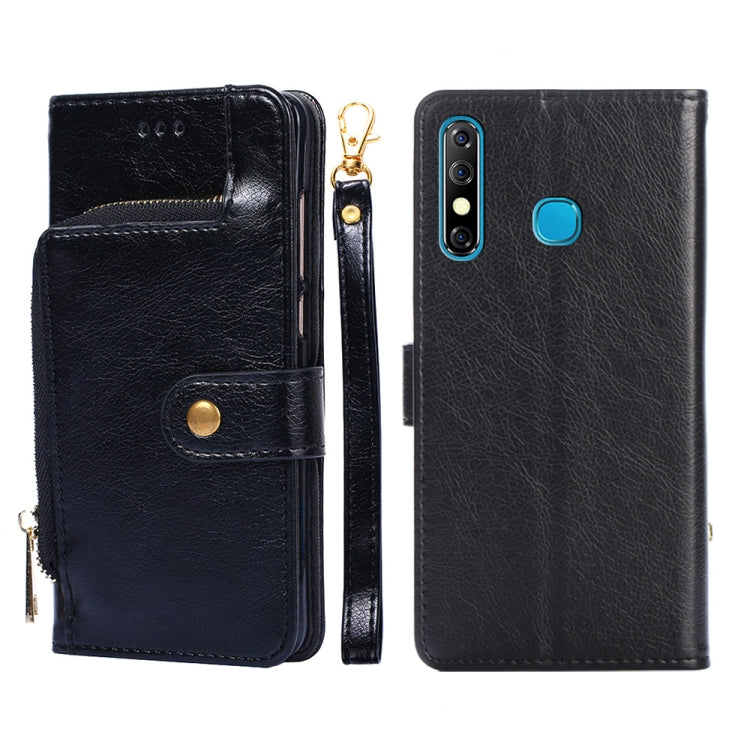 For Infinix Hot 8/Hot 8 Lite/X650/X650B/Tecon Camon 12 Zipper Bag Leather Phone Case(Black)