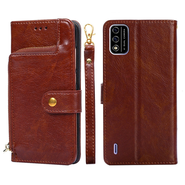 For Itel A48 Zipper Bag Leather Phone Case