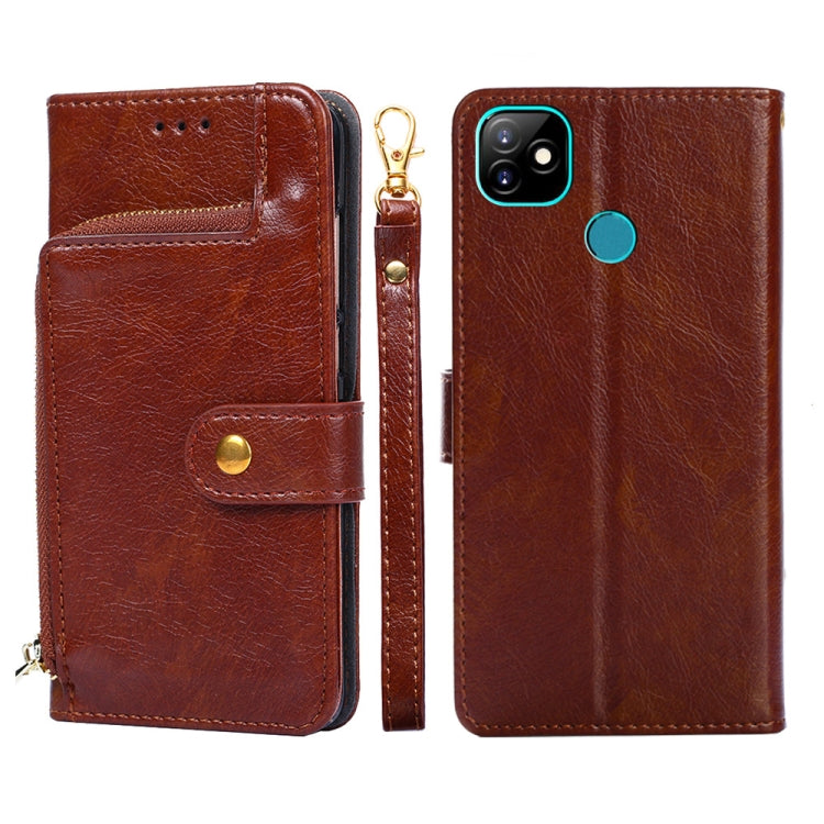 For Itel Vision 1 Zipper Bag Leather Phone Case