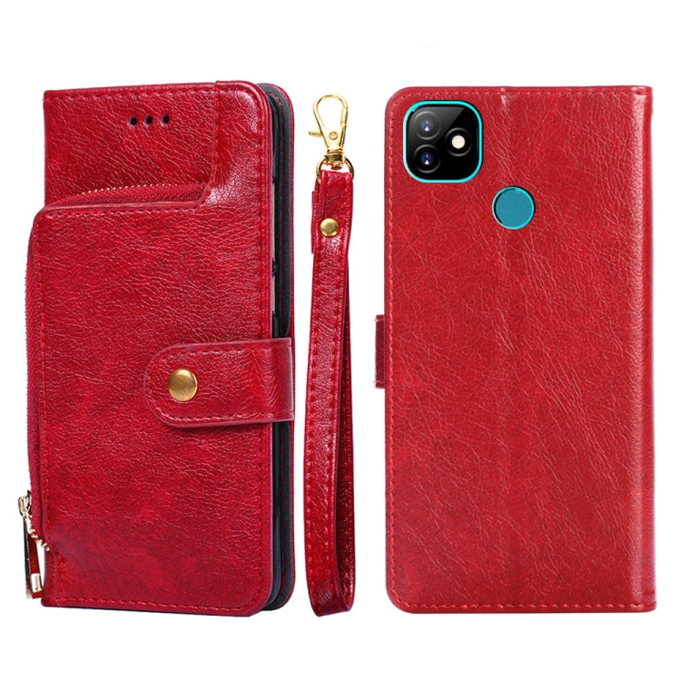 For Itel Vision 1 Zipper Bag Leather Phone Case