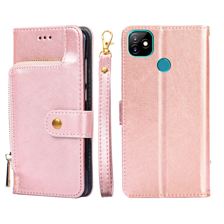 For Itel Vision 1 Zipper Bag Leather Phone Case