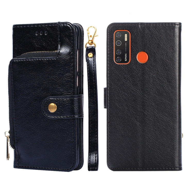 For Tecno Camon 15/CD7/Camon 15 Air/Spark 5/Spark 5 Pro Zipper Bag Leather Phone Case