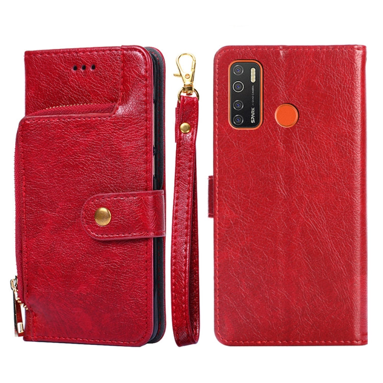 For Tecno Camon 15/CD7/Camon 15 Air/Spark 5/Spark 5 Pro Zipper Bag Leather Phone Case