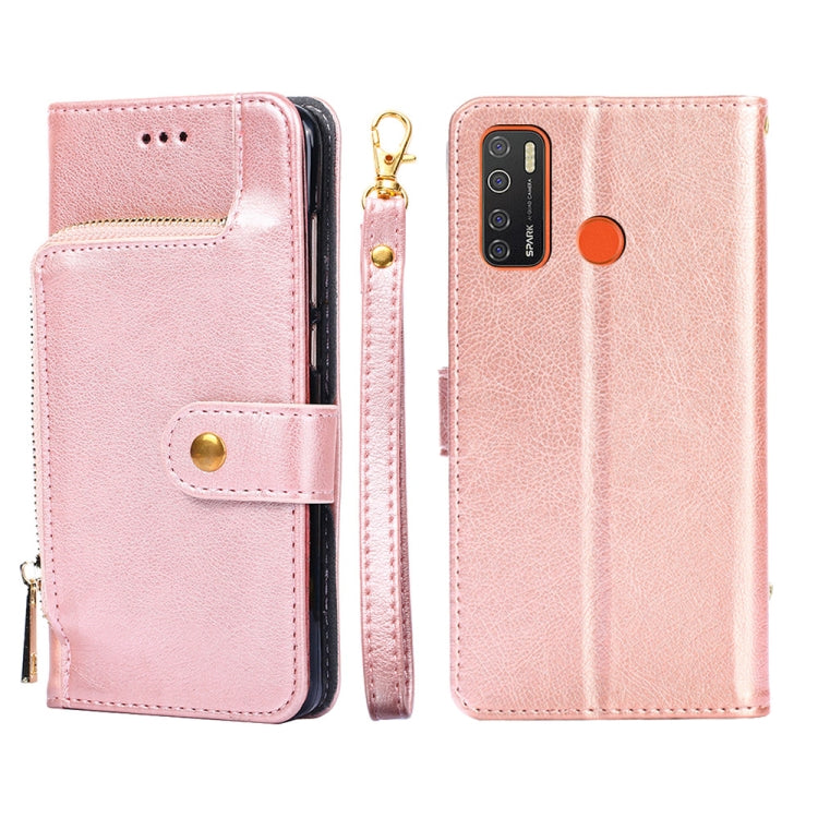 For Tecno Camon 15/CD7/Camon 15 Air/Spark 5/Spark 5 Pro Zipper Bag Leather Phone Case