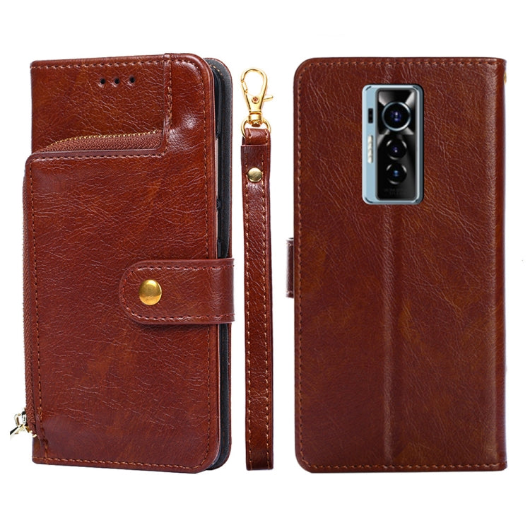 For Tecno Phantom X Zipper Bag Leather Phone Case
