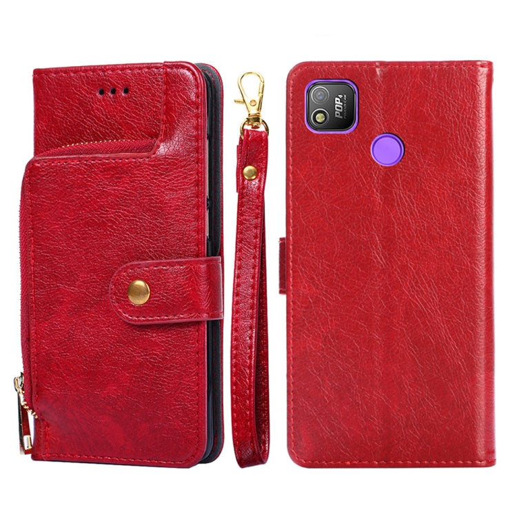 For Tecno Pop 4 Zipper Bag Leather Phone Case
