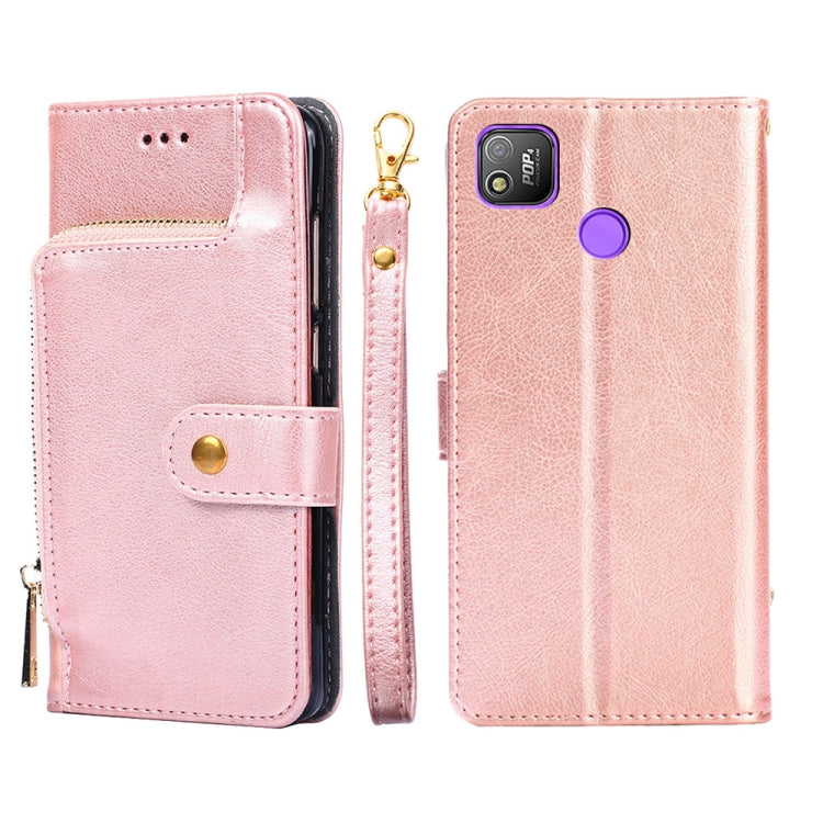 For Tecno Pop 4 Zipper Bag Leather Phone Case