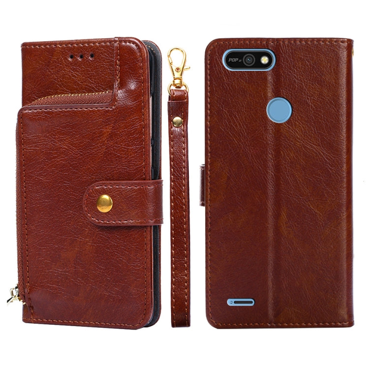 For Tecno Pop 2/Pop 2 F/Pop 2 Pro/Pop 2 Power/Itel P13/B1F Zipper Bag Leather Phone Case