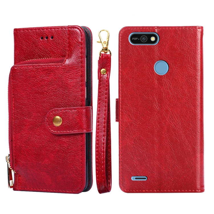 For Tecno Pop 2/Pop 2 F/Pop 2 Pro/Pop 2 Power/Itel P13/B1F Zipper Bag Leather Phone Case