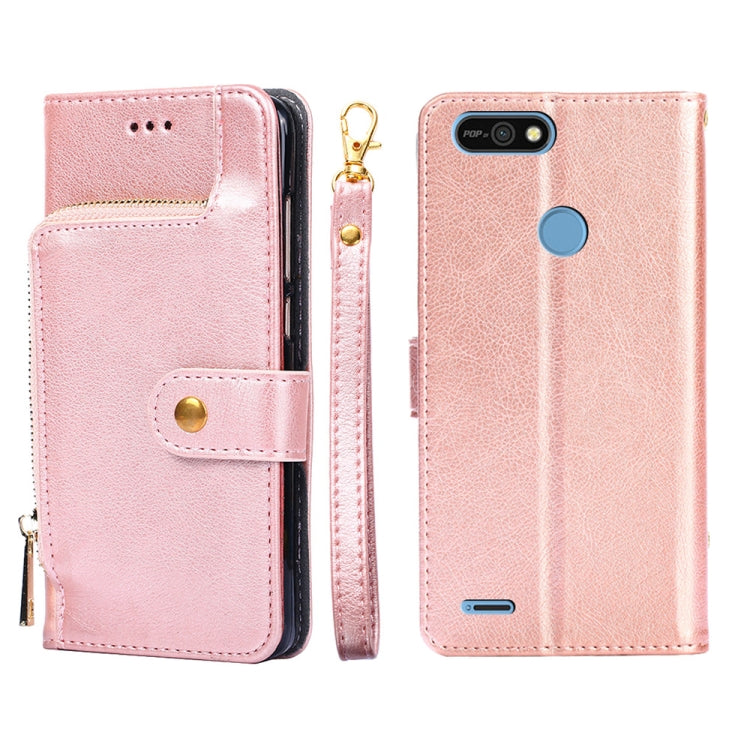 For Tecno Pop 2/Pop 2 F/Pop 2 Pro/Pop 2 Power/Itel P13/B1F Zipper Bag Leather Phone Case