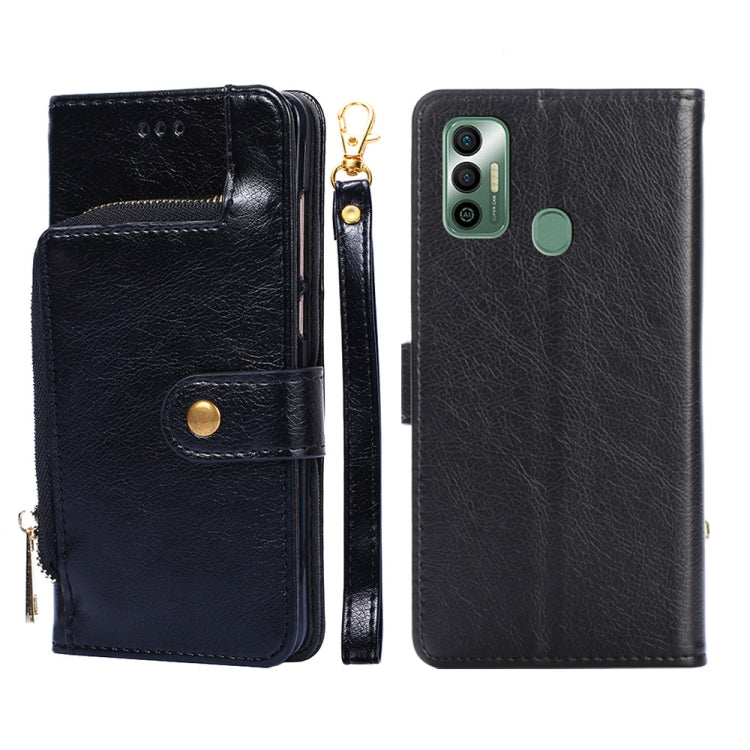 For Tecno Spark 7 Zipper Bag Leather Phone Case