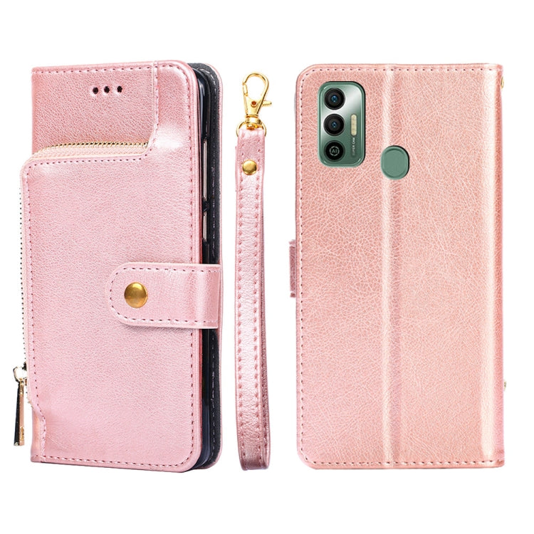 For Tecno Spark 7 Zipper Bag Leather Phone Case