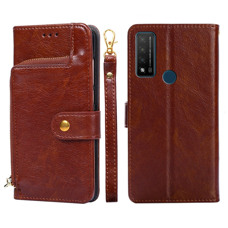 For TCL 20 R 5G/TCL Bremen/TCL 20 AX 5G Zipper Bag Leather Phone Case