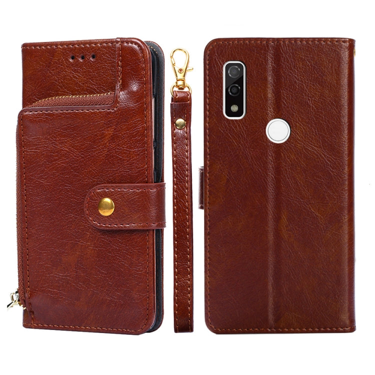For Fujitsu ARROWS WE/F-51B Zipper Bag Leather Phone Case