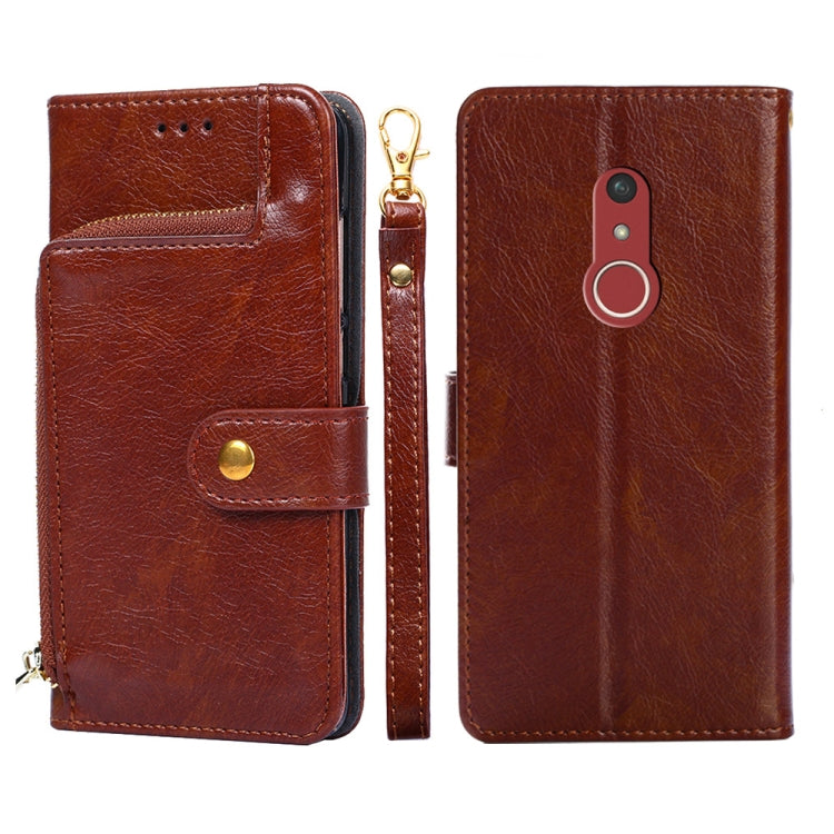 For Fujitsu Arrows Be4 Plus/F-41B Zipper Bag Leather Phone Case