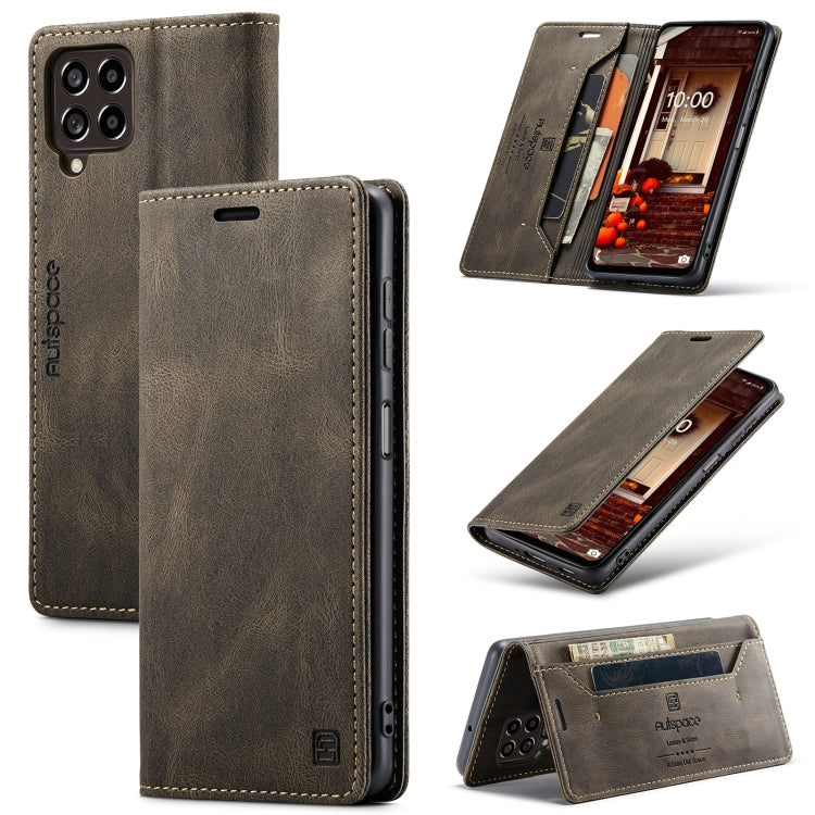 For Samsung Galaxy M53 AutSpace A01 Retro Skin-feel Crazy Horse RFID Leather Phone Case