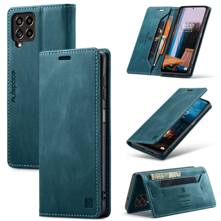 For Samsung Galaxy M53 AutSpace A01 Retro Skin-feel Crazy Horse RFID Leather Phone Case