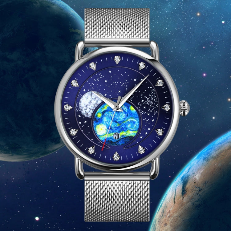 SKMEI 9283 Stainless Steel Buckle Glass Mirror Waterproof Quartz Watch, Shape:Leather Belt