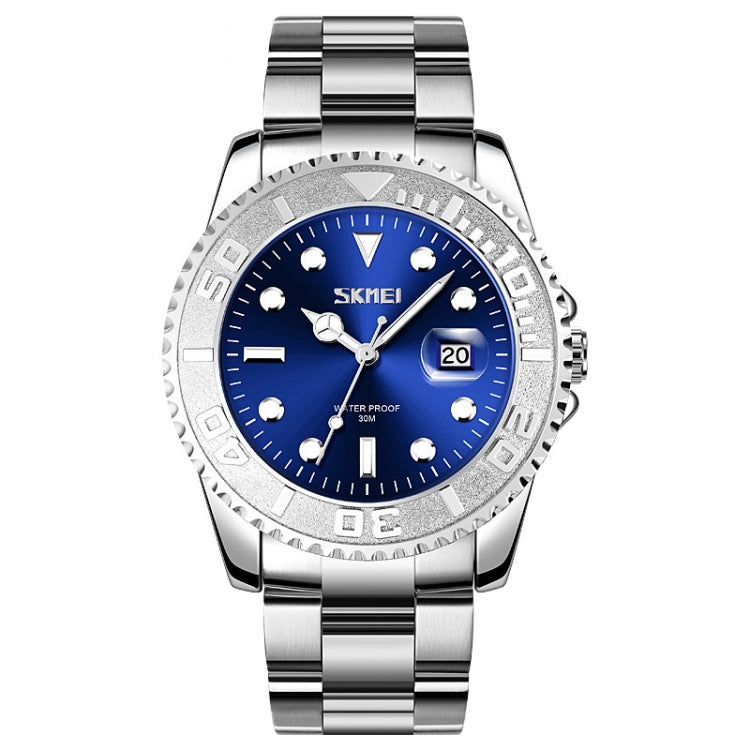 SKMEI 9295 Stainless Steel Buckle Strap Waterproof Quartz Watch, Strap:Silver