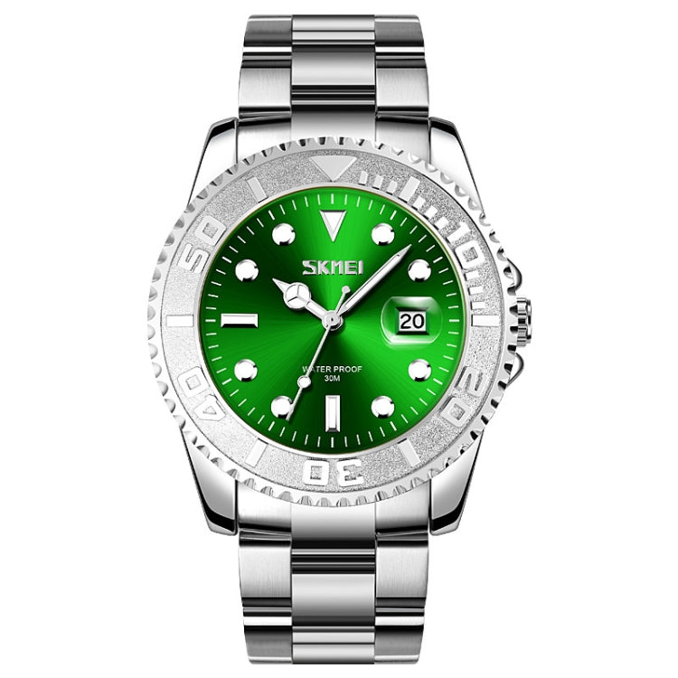 SKMEI 9295 Stainless Steel Buckle Strap Waterproof Quartz Watch, Strap:Silver