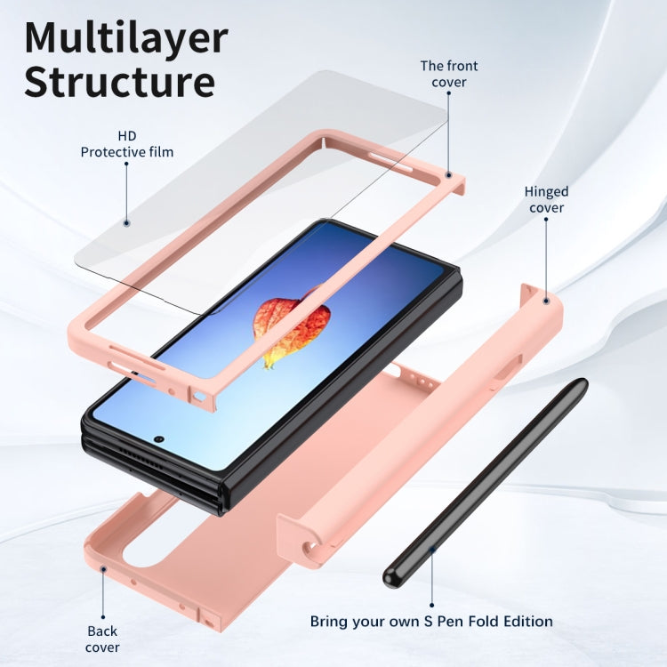 For Samsung Galaxy Z Fold4 Macaron Hinge Phone Case with Stylus Pen Fold Edition & Protective Film