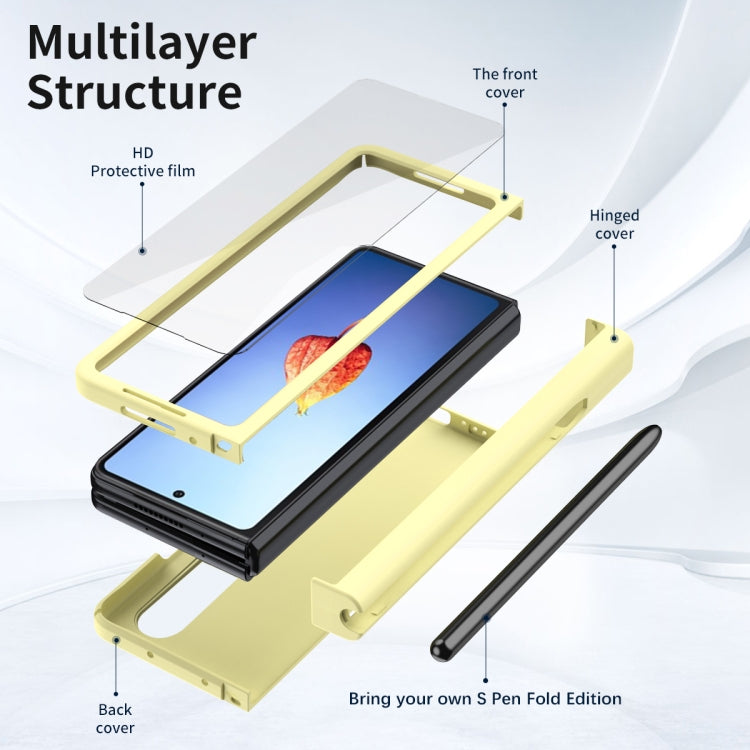 For Samsung Galaxy Z Fold4 Macaron Hinge Phone Case with Stylus Pen Fold Edition & Protective Film