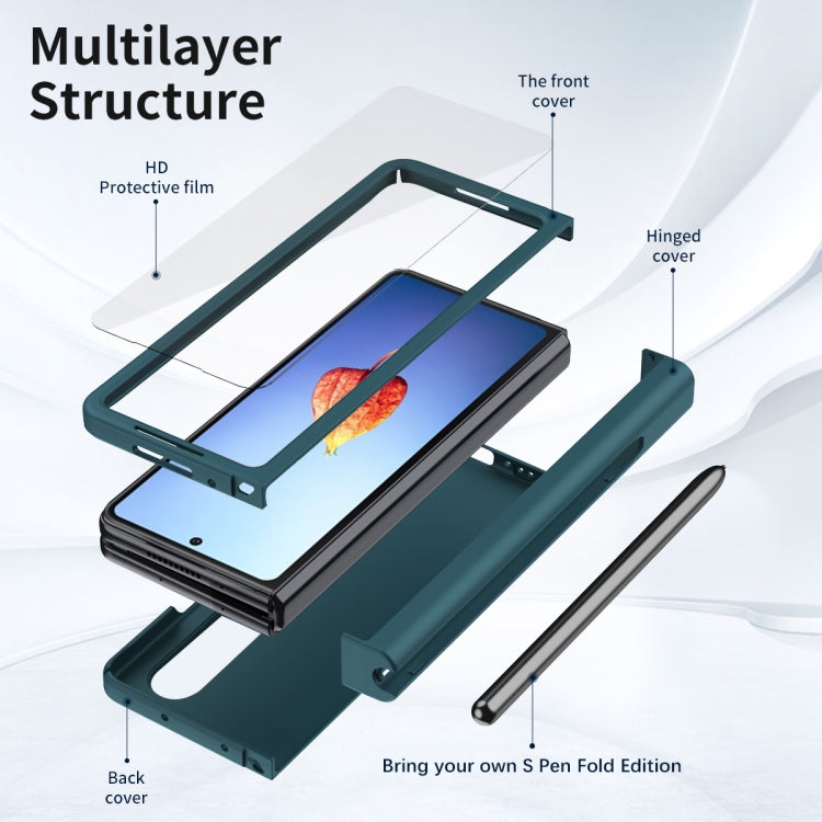 For Samsung Galaxy Z Fold4 Macaron Hinge Phone Case with Stylus Pen Fold Edition & Protective Film