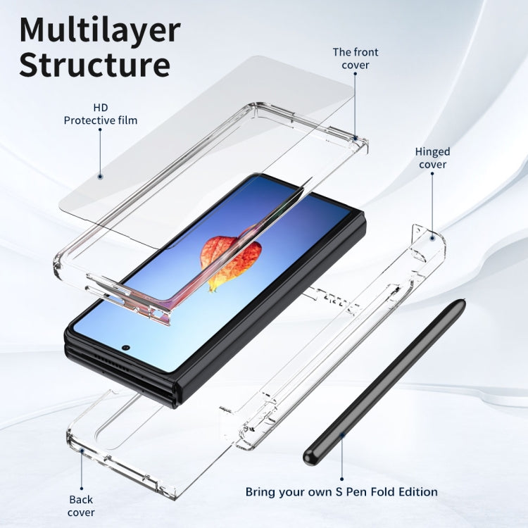 For Samsung Galaxy Z Fold4 Macaron Hinge Phone Case with Stylus Pen Fold Edition & Protective Film