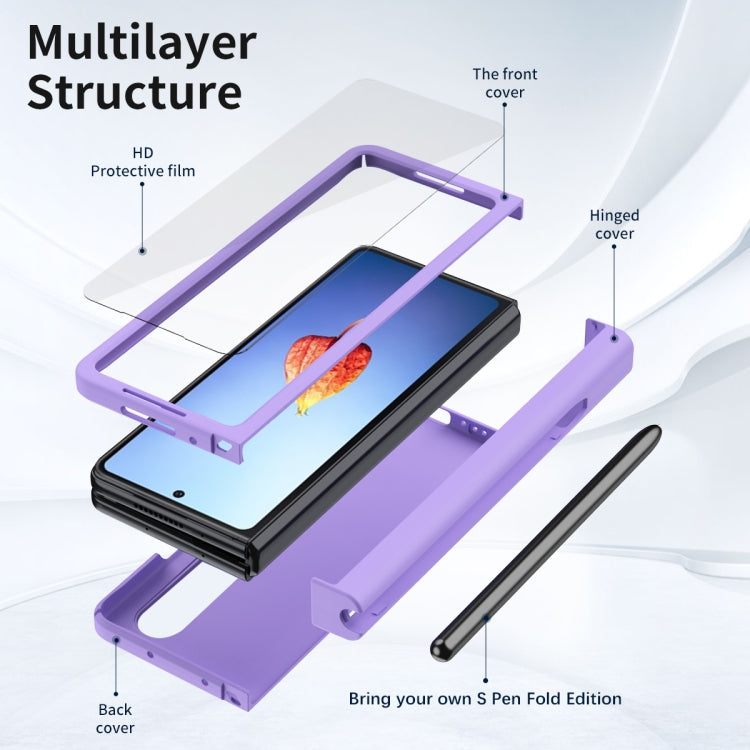 For Samsung Galaxy Z Fold4 Macaron Hinge Phone Case with Stylus Pen Fold Edition & Protective Film