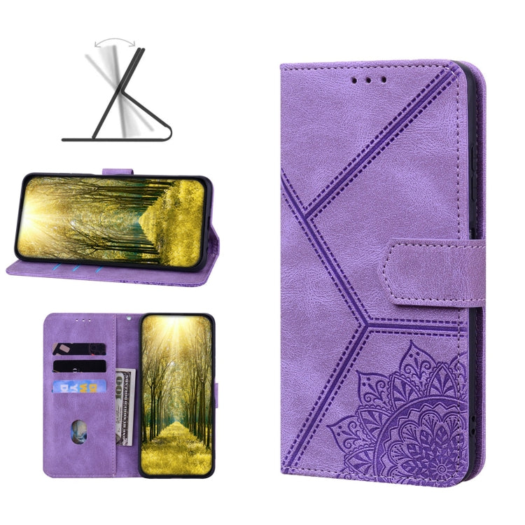 For Samsung Galaxy A12 Geometric Mandala Embossed Leather Phone Case