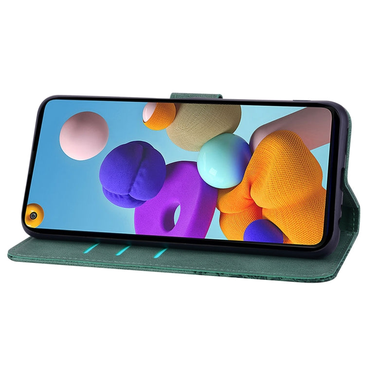 For Samsung Galaxy A21s Geometric Mandala Embossed Leather Phone Case