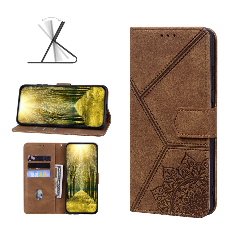 For Samsung Galaxy A21s Geometric Mandala Embossed Leather Phone Case