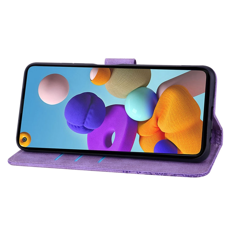 For Samsung Galaxy A21s Geometric Mandala Embossed Leather Phone Case