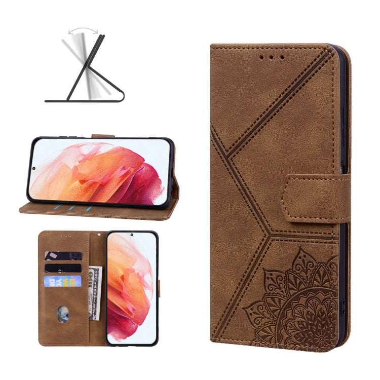 For Samsung Galaxy S21 5G Geometric Mandala Embossed Leather Phone Case