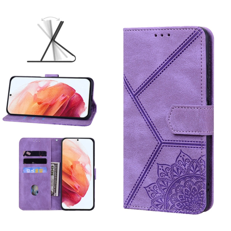 For Samsung Galaxy S21 5G Geometric Mandala Embossed Leather Phone Case