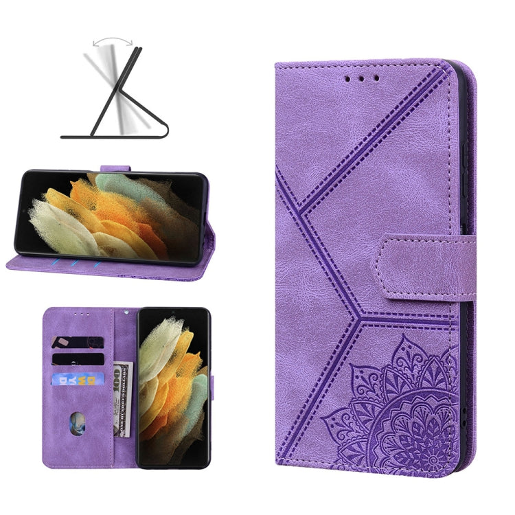 For Samsung Galaxy S21 Ultra 5G Geometric Mandala Embossed Leather Phone Case