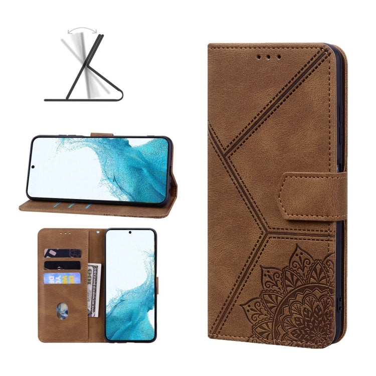 For Samsung Galaxy S22 5G Geometric Mandala Embossed Leather Phone Case