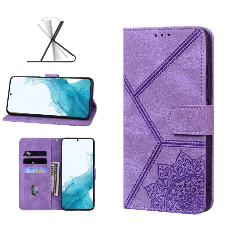 For Samsung Galaxy S22 5G Geometric Mandala Embossed Leather Phone Case