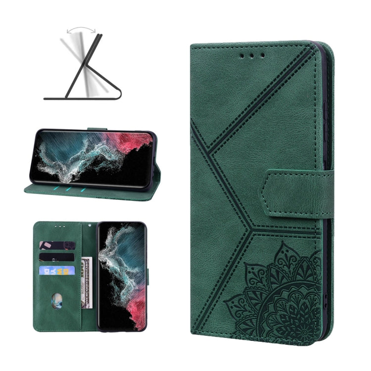 For Samsung Galaxy S22 Ultra 5G Geometric Mandala Embossed Leather Phone Case