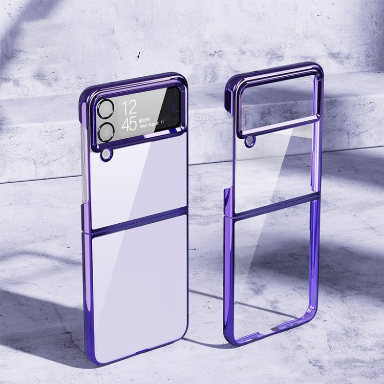 For Samsung Galaxy Z Flip4 PC Folding Electroplating Transparent Phone Case