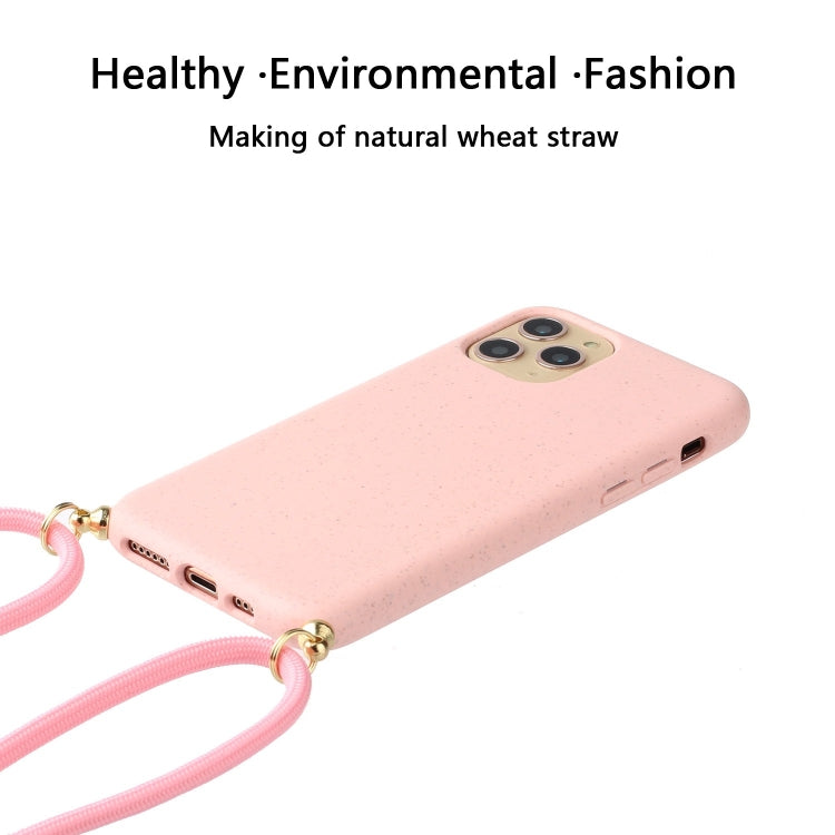 Wheat Straw Material + TPU Protective Case with Lanyard For iPhone 14 Pro Max