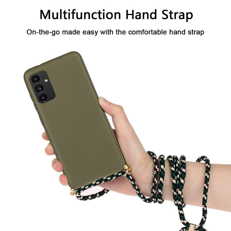 For Samsung Galaxy A13 Wheat Straw Material + TPU Protective Case with Lanyard