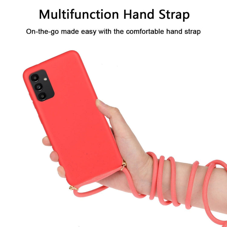 For Samsung Galaxy A13 Wheat Straw Material + TPU Protective Case with Lanyard